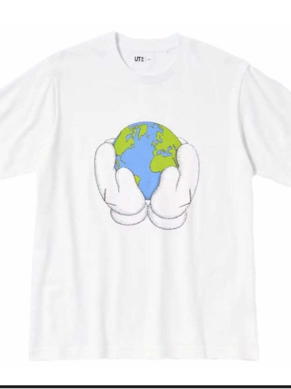 KAWS + UT Collaboration - Men's Size Large. White World Peace T-Shirt.